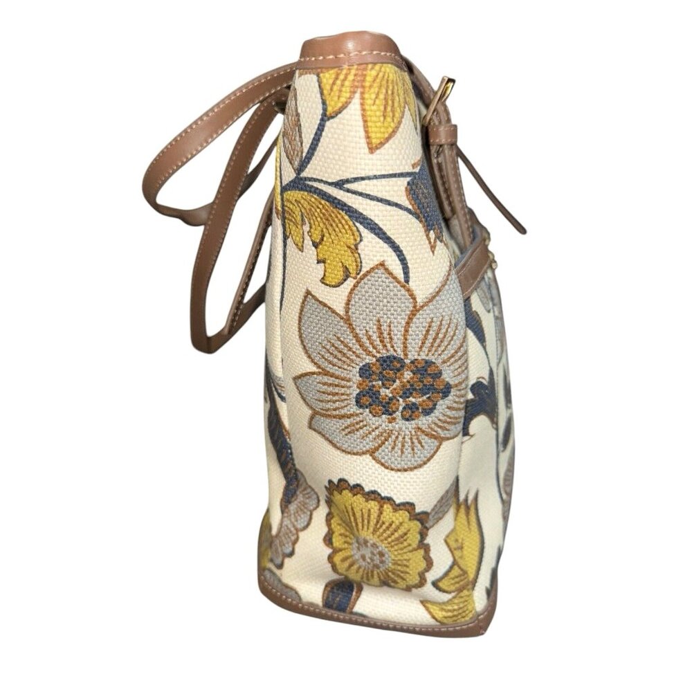 Sparrtina 449 Daufuskie Island Leather Purse Shoulder Bag Floral Yellow Brown - Picture 4 of 14